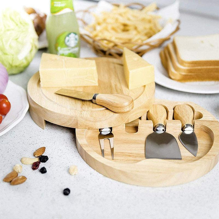 Cheese Connoisseur's Deluxe Stainless Steel Knife Set with Stylish Wooden Handles - Complete Entertainer's Must-Have