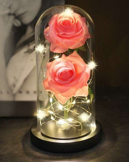 Everlasting Love: Enchanted Rose Display in Heart-Shaped Glass Dome - Luxurious Gift for Memorable Occasions