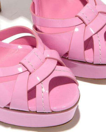 Chic Pink Beaded T-Strap Platform Heels: Your Summer Statement Piece for Elegant Nights