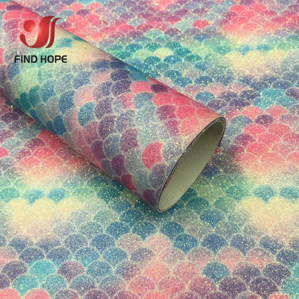 Glittery Rainbow Craft Fabric - 20x30cm Iridescent Art Supplies