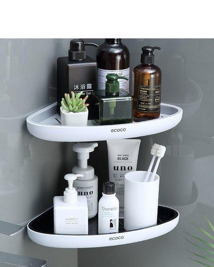 Snap-Up Corner Shelf Organizer with Integrated Shampoo Caddy