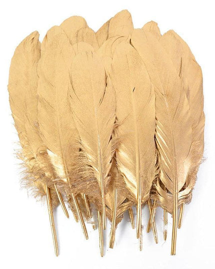 Glamorous Gold-Tipped Feather Craft Set for Elegant Event Enhancements
