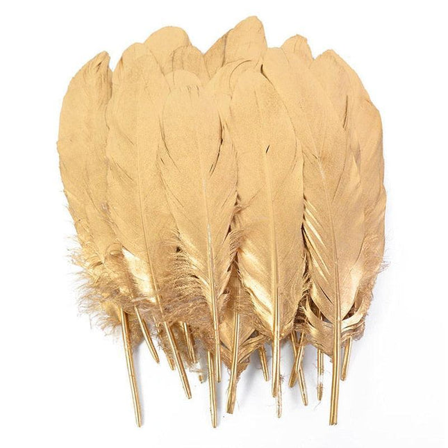 Glamorous Gold-Tipped Feather Craft Set for Elegant Event Enhancements