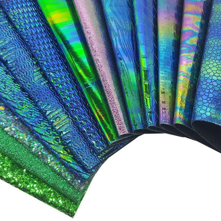 Lustrous Green Glitter Snake Skin Faux Leather Bow Crafting Kit