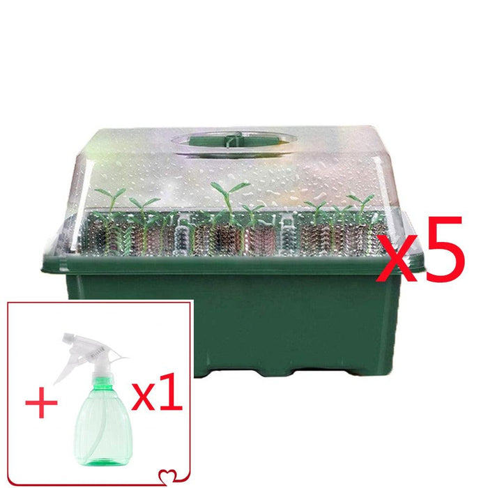 5-Pack Plastic Nursery Pot Seedling Starter Kit with Tray and Lids