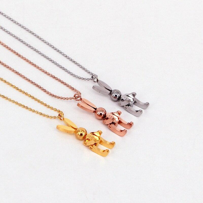 Yellow Gold Plated Timeless Elegance Rabbit Pendant Necklace