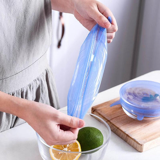 Eco-Friendly Silicone Stretch Lid Set - 6 Reusable Pieces for Kitchen Storage