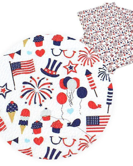 Patriotic Faux Leather Crafting Material - 20*33cm