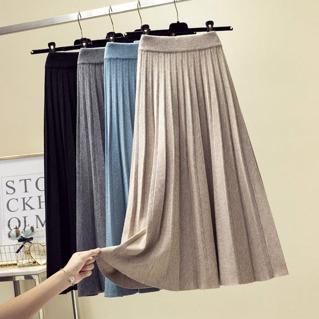 Chic High Waist Knit Midi Skirt - A Must-Have for Every Wardrobe