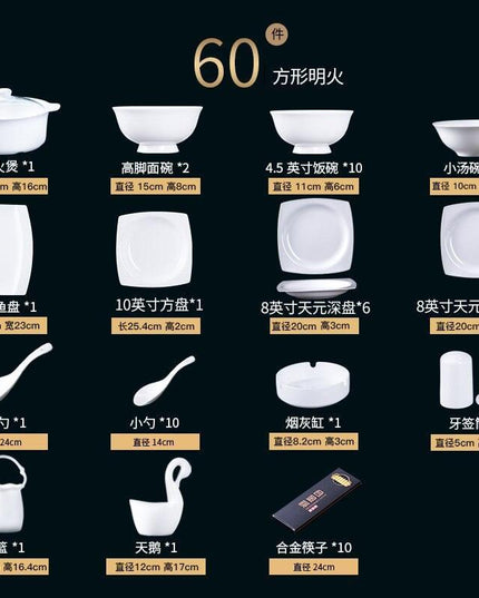 Exquisite 60-Piece Handcrafted Asian Ceramics Dining Set