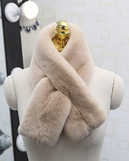 Exquisite Rex Rabbit Fur and Leather Korean Winter Wrap