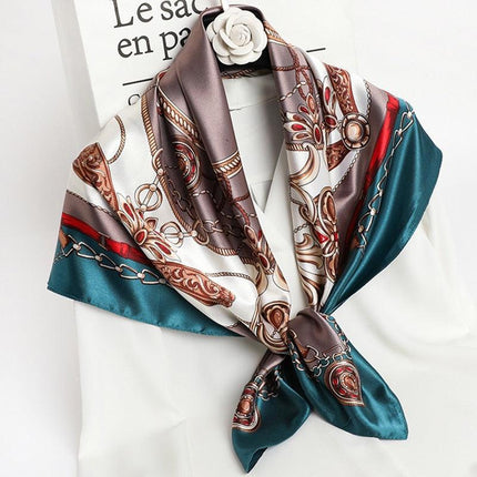 Elegant 90x90cm Silk-Feel Scarf for Women - Luxurious and Versatile Accessory
