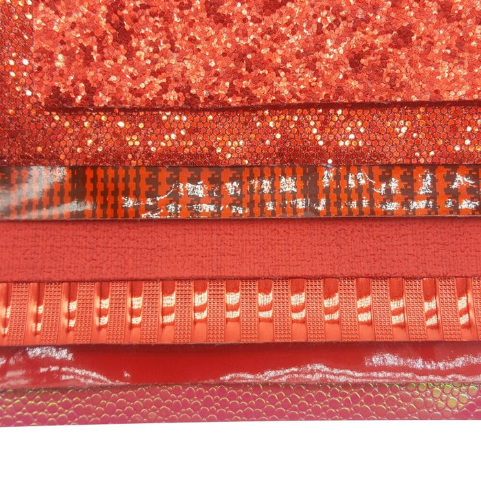 Red Sparkle Faux Leather Sheets for Crafting Excellence