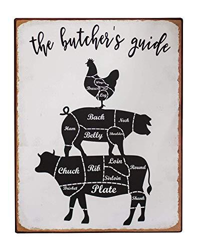 Vintage Butcher's Guide Metal Sign - Elegant Rustic Decor Piece