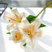 Elegant 3D Printed White Lily Branch - Real Touch Floral Home Accent