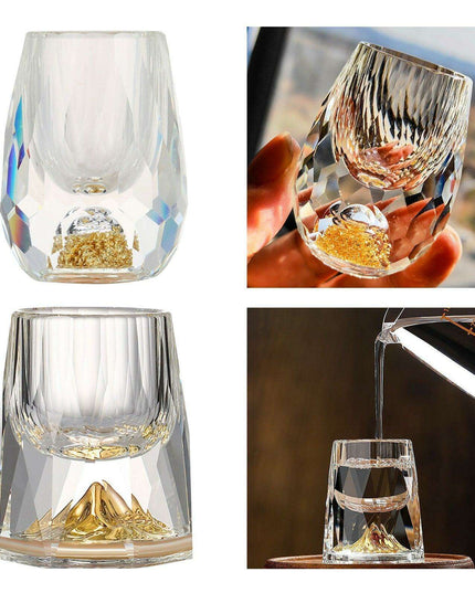 Gilded Diamond Cut 15ml Shot Glass - Opulent Design for Elevated Drinking