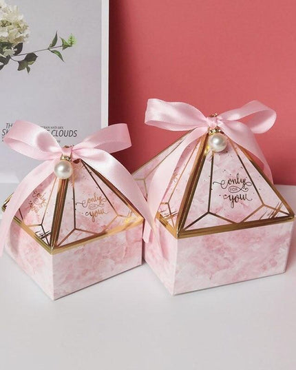 Chic Gemstone Gift Box Set with Decorative Ribbon and Pearl Accents - Ideal for Celebrations