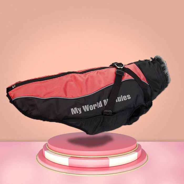 Waterproof Dog Jacket with Plush Fur Collar for Large Breeds