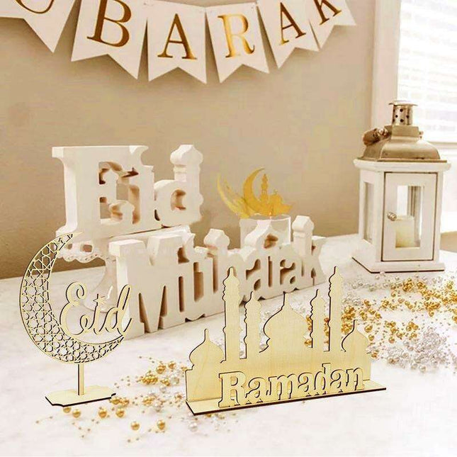Chic Wooden Eid Mubarak Decoration: Celebrate in Elegance