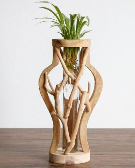 Artisan Crafted Wooden Vase with Unique Design