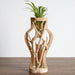 Handcrafted Wooden Vase with Elegant Floral Embellishments