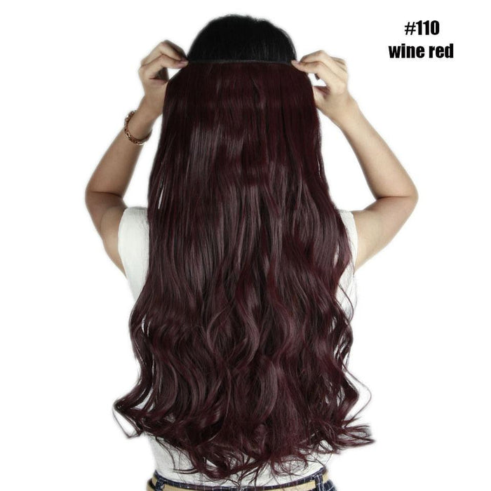 BENEHAIR Synthetic Hairpieces 24&quot; 5 Clips In Hair Extension One Piece Long Curly Hair Extension For Women Pink Red Purple Hair-0-Très Elite-wine red-24inches-CHINA-Très Elite