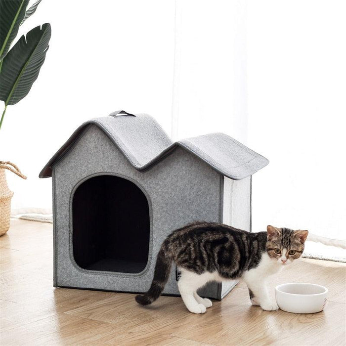 Winter Pet Dog and Cat House with Removable Cushion - 2 Color Options
