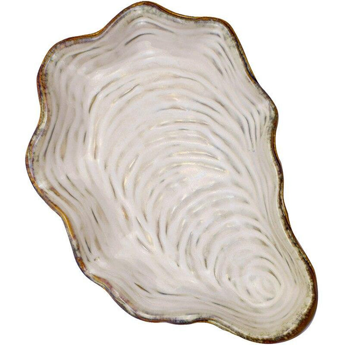 Elegant Japanese Pearl Shell Ceramic Dish Tray for Seafood, Steak, and Salad with Anti-Skid Design