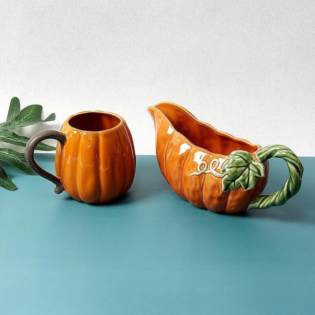 Halloween-Themed Pumpkin Jar Ceramic Mug - Fun and Festive Drinkware - Très Elite