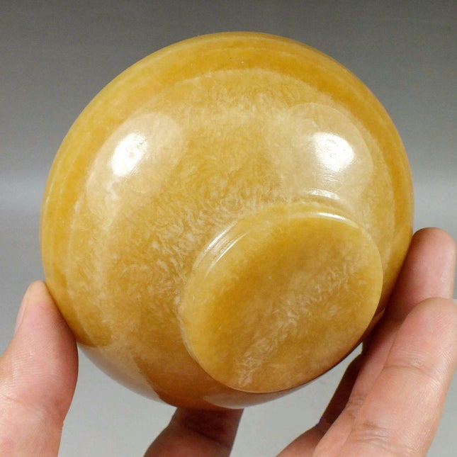 Hand-Carved Yellow Jade Tea Bowl - Luxurious Topaz Teacup for Tea Aficionados