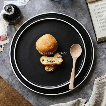 Handcrafted Japanese Ceramic Breakfast Plate Set for Sophisticated Dining..