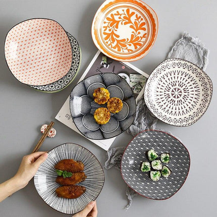 Handcrafted Japanese Square Ceramic Plate: Exquisite Table Artistry - Très Elite