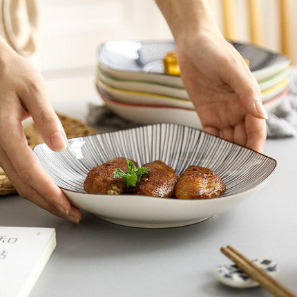 Handcrafted Japanese Square Ceramic Plate: Exquisite Table Artistry - Très Elite