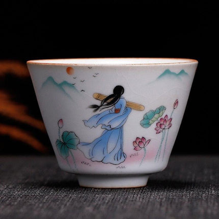 Handcrafted Ru Kiln Porcelain Tea Cup: A Sophisticated Touch to Your Tea Ritual.