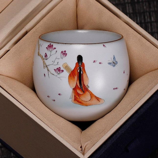 Handcrafted Ru Kiln Porcelain Tea Cup: A Sophisticated Touch to Your Tea Ritual