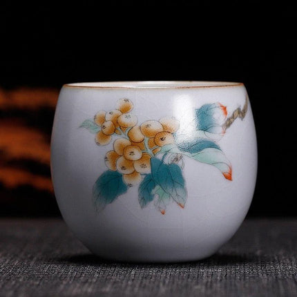 Handcrafted Ru Kiln Porcelain Tea Cup: A Sophisticated Touch to Your Tea Ritual.