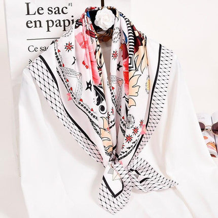 Hangzhou Elegance 100% Silk Square Scarf - Classic Timeless Design - Très Elite