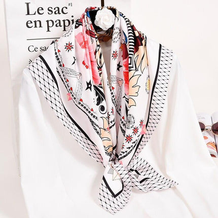 Hangzhou Elegance 100% Silk Square Scarf - Classic Timeless Design - Très Elite