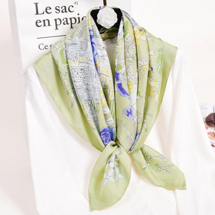 Hangzhou Elegance 100% Silk Square Scarf - Classic Timeless Design - Très Elite