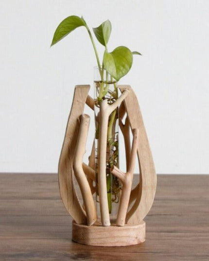 Artisan Crafted Wooden Vase with Unique Design