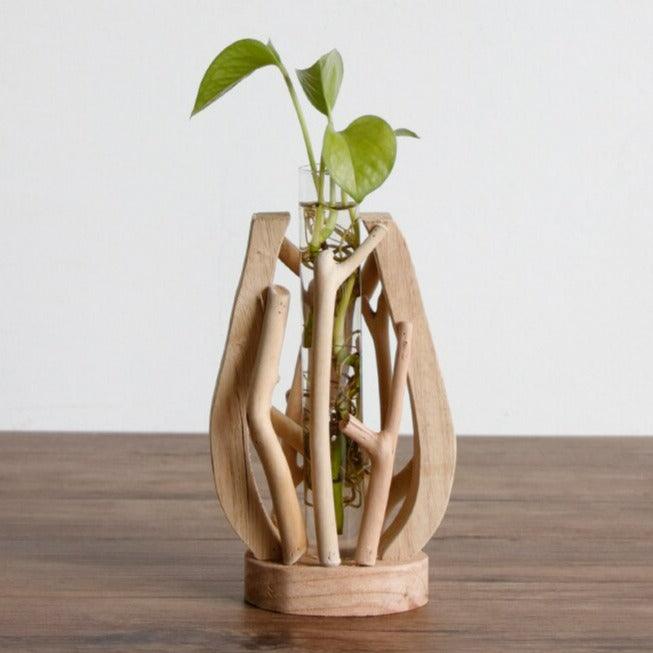 Handcrafted Wooden Vase with Artisanal Design and Elegant Appearance