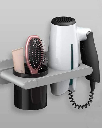 Wall-Mounted Hair Dryer Storage Shelf with No-Drill Installation