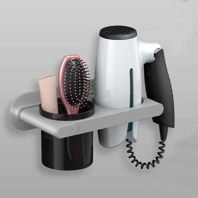 Wall-Mounted Hair Dryer Storage Shelf with No-Drill Installation