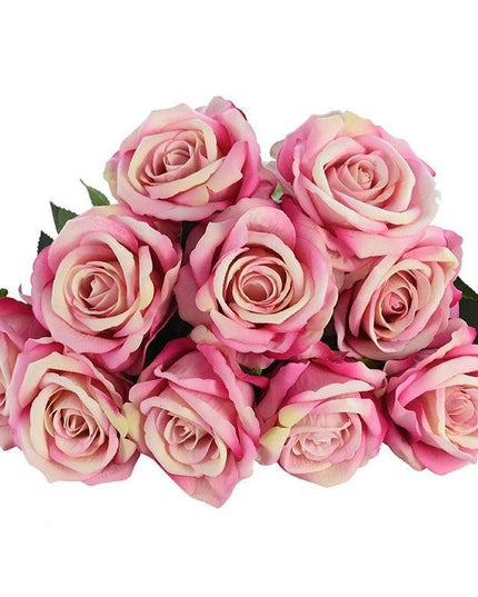 Luxurious 10-Piece Flannel Silk Rose Collection - Exquisite Floral Arrangement