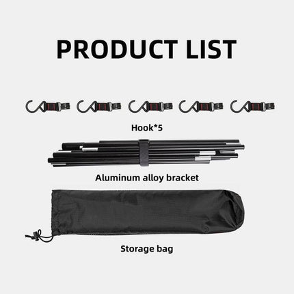 Portable Aluminum Camping Shelf with Foldable Hanging Rack for Outdoor Activities