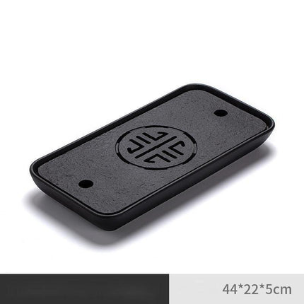 Sophisticated Handcrafted Chinese Stone Tea Tray Set with Efficient Water Drainage System - Essential for Tea Ceremonies