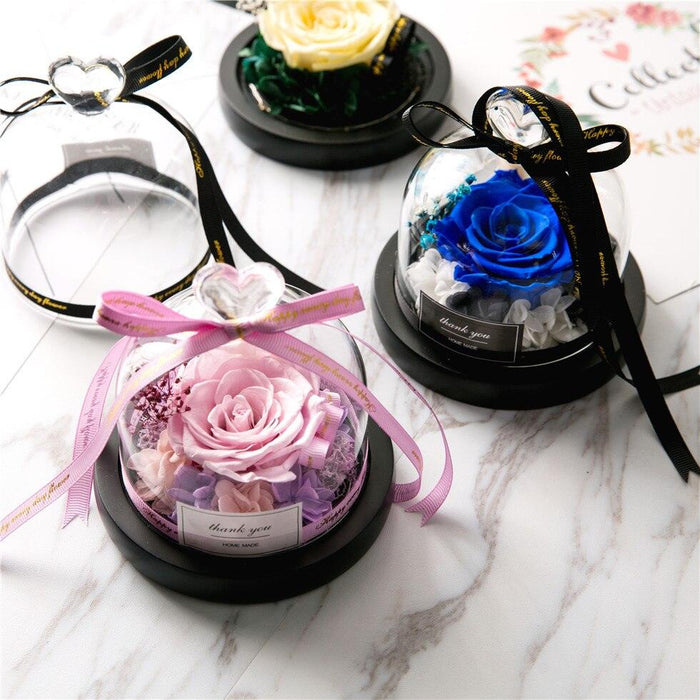 Enchanted Rose Glass Dome with Twinkling LED Lights