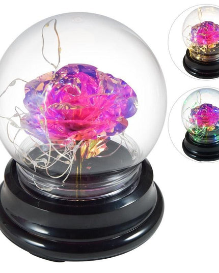 Eternal Glow Rose Dome - Illuminated Floral Beauty