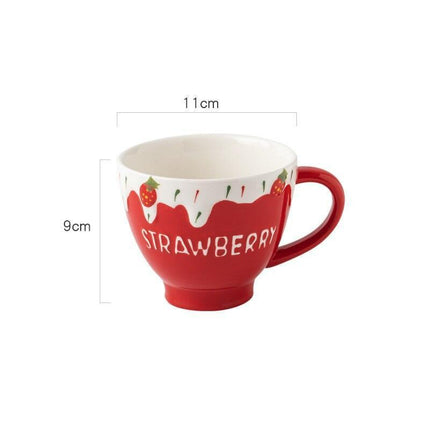 Charming Strawberry-Themed Ceramic Mug Set with Lid and Spoon for a Luxurious Drinking Experience