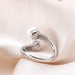 Elegant Double Pearl and Zircon Sterling Silver Ring - Sophisticated Beauty